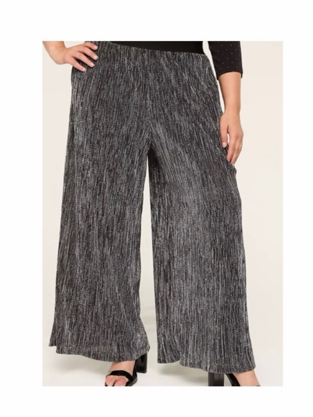 Lane Bryant Pull On Shine Knit Pleated‎ Wide Leg Pants NWT - Picture 7 of 8